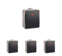 Pulsador estanco luminoso IP54, diseño robusto y resistente, ideal para entornos húmedos y aplicaciones industriales. (Paquete de 4)