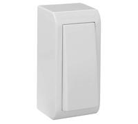 Pulsador estrecho de superficie blanco, 2 unidades, diseño mural, ideal para controlar luces y dispositivos eléctricos en espacios reducidos.