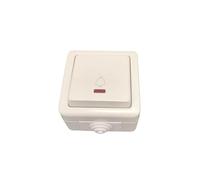 Pulsador Exterior IP54 con indicador Luminoso, 10A 250V, Color Blanco; Ideal para controlar iluminación en Exteriores.