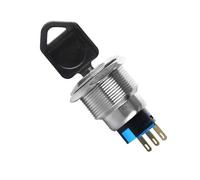 Pulsador giratorio de llave metal 16/19/22mm, perilla enganche 2/3 posiciones, botón presión, rotación luz LED IP65(B,22MM_LATCH R-2WAY_100-240 220V)