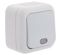 Pulsador impermeable blanco - botón pulsador de pared con indicador - control de iluminación/desruptor - interior y exterior protegido - protección IP54 - interruptor de garaje - interruptor de cueva