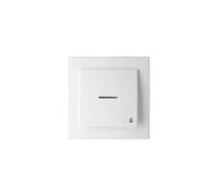 Pulsador luminoso empotrado blanco, serie 8000, ideal para control de luces y señalización en espacios interiores.