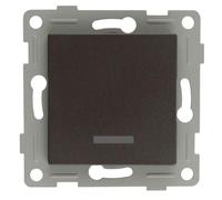 Pulsador luminoso empotrado con acabado en grafito, ideal para el control de iluminación y sistemas eléctricos en hogar y oficina.