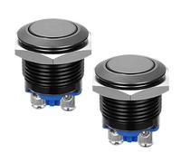 Pulsador Metálico Negro de 16mm Cabeza Plana, 2 Piezas