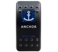 Pulsador Momentáneo Botonera Elevalunas Interruptor basculante LED azul de 5 y 7 pines, encendido y apagado, para coche, barco, estilo ARB, luces interiores, piezas de caravana(Anchor-ON OFF ON)