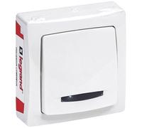 Pulsador NO-NF brillante completo Aparamenta saliente - blanco