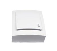 Pulsador para campana, 10A, color blanco; ideal para activar timbres, sistemas de alarma y automatización del hogar.