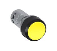 Pulsador plano CP1-10Y-01 | Pulsador plano amarillo, montaje 22mm, 1NC, auto-rearme, plástico, sin luz