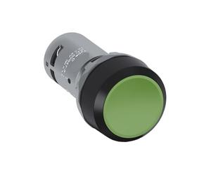 Pulsador plano CP2-10G-01 | Pulsador plano verde montaje 22mm contacto auxiliar 1NC autoblocante plastico sin luz