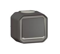 Pulsador sin brillo con indicador LEGRAND impermeable Plexo antracita 10 A, IP55 IK08, se entrega completo para fijación saliente