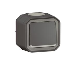 Pulsador sin brillo con indicador LEGRAND impermeable Plexo antracita 10 A, IP55 IK08, se entrega completo para fijación saliente