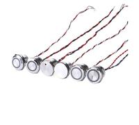 Pulsadores metálicos Interruptor táctil IP68 2A resistente al agua, 22mm, 25mm, 30mm, enganche momentáneo, punto L + E + D, botón pulsador de Metal, interruptor piezoeléctrico de 12V(White L+ED,22MM_L