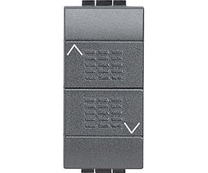 Pulsante doppio (1P/NO)+(1P/NO) interbloccato 10A 250 Vac antracite marca BTICINO