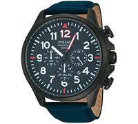 Pulsar PT3327X1 - Reloj con Correa de Cuero para Hombre, Color Negro/Gris