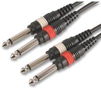 Pulse PLS00128 - Cable de Sonido Conector Mono (6,35 mm, 2 conectores a 2 conectores de 0,3 m), Color Negro