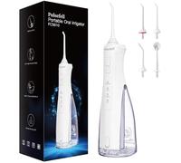 Pulsefell Irrigador Dental Portátil, 300 ML Water Flosser Recargable por USB Inalámbrico con 4 Boquillas y 4 Modos, Impermeable IPX7 para Hogar y Viajes (Blanco)