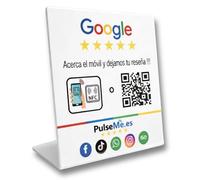 PulseMe.es-Soporte NFC con código QR para reseñas y redes sociales|Compatible: Android y iPhone | Ideal para restaurantes, tiendas, peluquerías y hoteles|Configuración fácil, sin suscripciones