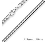 Pulsera 4,2mm Eslabones Panzer Ovalada 925 Plata Rodinada 19cm Mujer Plata