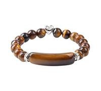 Pulsera 7 Chakras, 8 Mm Pulsera De Piedra Natural Ojo De Tigre Piedra Rectángulo Pulsera Encanto Yoga Chakra Pulsera Con Cuentas Estiramiento Pulsera De Cuentas De Piedra De La Suerte Para Mujeres