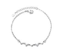Pulsera 925 para Mujeres, Brazalete ECG Heartbeat cardiograma Dulce y versátil Ola de Amor ECG Arte, Damas Muñeco de muñeca de muñeca Europea Joyería de Brazalete de Estilo Americano