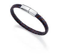 PULSERA ACERO,PIEL AZUL Y MARRON SR