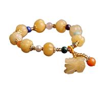 Pulsera afortunada, Brazalete de Feng Shui, Pulsera de Jade pi xiu Feng Shui Pulsera de Riqueza Gobi Desierto Amarillo Jade Brazalete Brazalete antigüedad