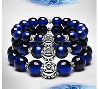 Pulsera afortunada, Brazalete Feng Shui, Feng Shui Piyao Pulsero Azul Raro Tiger Tiger Stone 925 Pure Pure Plate StriDy Crystal Chakra Gemstone Atraer el Dinero Luck Motivation