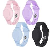 Pulsera Airtag Impermeable para niños, Compatible con Apple AirTag, Funda de Silicona Oculta para rastreador GPS de Airtag, Correa Ajustable antipérdida para niños pequeños (4 Unidades)