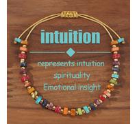 Pulsera ajustable artesanal con piedras naturales coloridas en estilo bohemio - Intuición y comprensión emocional - Regalo de joyería para hombres y mujeres