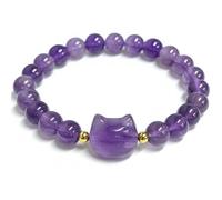 Pulsera ajustable con cuentas de gato para mujer, pulsera elástica hecha a mano con bonitas cuentas de gato, accesorio de moda divertido para todos los días para amantes de los gatos y damas