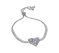 Pulsera ajustable de corazón de circonita ligera, diseño de moda, adornos de circonita dulce, pulsera geométrica, reloj intercambiable con temperamento de moda, talla única, Metal, No es una piedra
