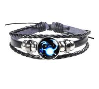 Pulsera Ajustable De Cuero De Los 12 Signos Del Zodiaco. Pulseras Del Zodiaco Con Constelaciones Espirituales Para Hombres Y Mujeres. Pulsera Del Guardián Que Brilla En La Oscuridad. Regalo Para Lo