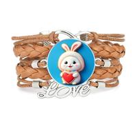 Pulsera Ajustable De Cuero Trenzado Con Diseño De Conejo Y Galleta Pet Inf
