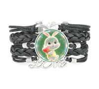 Pulsera Ajustable De Cuero Trenzado Con Diseño De Conejo Y Proyección Inf
