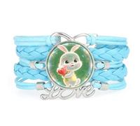Pulsera Ajustable De Cuero Trenzado Con Diseño De Conejo Y Proyección Inf