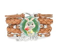 Pulsera Ajustable De Cuero Trenzado Con Diseño De Conejo Y Proyección Inf