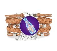 Pulsera Ajustable De Cuero Trenzado Con Diseño De Dibujos Animados De Un Rayo De Cristal Para Festival De Cerveza, Brazalete Étnico, Accesorio De Amor, Regalo De Cumpleaños Y Navidad, Color Marrón.