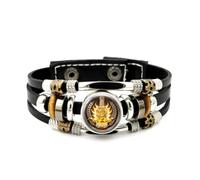 Pulsera Ajustable De Cuero Trenzado Con Diseño De Escudo De Llama Y Felicidad Literaria Del Festival De La Cerveza, Brazalete Étnico Hecho A Mano, Accesorio Punk, Regalo De Cumpleaños O Navidad.