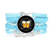 Pulsera Ajustable De Cuero Trenzado Con Diseño De Estrella, Estilo Universo Musical Del Festival De La Cerveza, Brazalete Étnico, Accesorio De Amor, Regalo De Cumpleaños Y Navidad, Color Azul.
