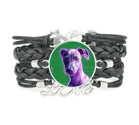 Pulsera Ajustable De Cuero Trenzado Con Diseño De Galgo Y Estampado De Inf