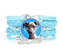 Pulsera Ajustable De Cuero Trenzado Con Diseño De Galgo Y Ojos Grandes Inf