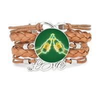 Pulsera Ajustable De Cuero Trenzado Con Proyección, Ideal Para Brindar Por La Amistad En Un Festival De Cerveza. Brazalete Étnico. Accesorio De Amor. Regalo De Cumpleaños O Navidad. Color Marrón.
