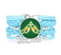 Pulsera Ajustable De Cuero Trenzado Con Proyección, Ideal Para Brindar Por La Amistad En Un Festival De Cerveza. Brazalete Étnico. Accesorio De Amor. Regalo De Cumpleaños O Navidad. Color Azul.