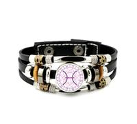 Pulsera Ajustable De Cuero Trenzado En Capas Con Brújula De La Estrella Piscis, Geometría Cibernética Neón, Brazalete Étnico Punk Hecho A Mano, Accesorio De Amistad, Regalo De Cumpleaños Y Navid