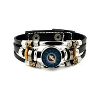 Pulsera Ajustable De Cuero Trenzado En Capas Con Caligrafía De Escorpio Y Flujo De Partículas Del Universo, Brazalete Étnico Punk Hecho A Mano, Accesorio De Amistad, Regalo De Cumpleaños Y Navidad