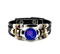 Pulsera Ajustable De Cuero Trenzado En Capas Con Diseño Abstracto Digital Del Signo Zodiacal Escorpio, Brazalete Étnico Musical Hecho A Mano, Accesorio De Amistad, Regalo De Cumpleaños O Navidad
