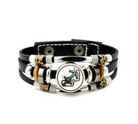 Pulsera Ajustable De Cuero Trenzado En Capas Con Diseño De Barómetro Y Engranajes Del Signo Sagitario Estilo Steampunk, Brazalete Étnico Musical Hecho A Mano, Accesorio De Amistad, Regalo De Cumple