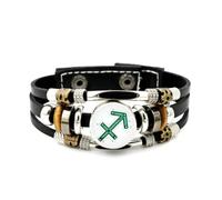 Pulsera Ajustable De Cuero Trenzado En Capas Con Diseño De Chip De Circuito Impreso Del Signo Sagitario, Brazalete Étnico Musical Hecho A Mano, Accesorio De Amistad, Regalo De Cumpleaños Y Navidad