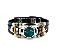 Pulsera Ajustable De Cuero Trenzado En Capas Con Diseño De Constelaciones De Géminis Y Difracción Del Universo, Brazalete Étnico Punk Hecho A Mano, Accesorio De Amistad, Regalo De Cumpleaños O Na