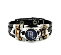 Pulsera Ajustable De Cuero Trenzado En Capas Con Diseño De Estrella Y Signo Microscópico De Escorpio, Brazalete Étnico Musical Hecho A Mano, Accesorio De Amistad, Regalo De Cumpleaños O Navidad.